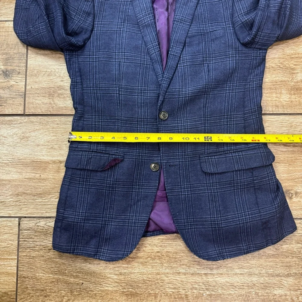 Moods of Norway Blue Plaid Wool linen Blazer Sz 36 EU 42 1865 Reda Lined Blazer - Picture 14 of 16